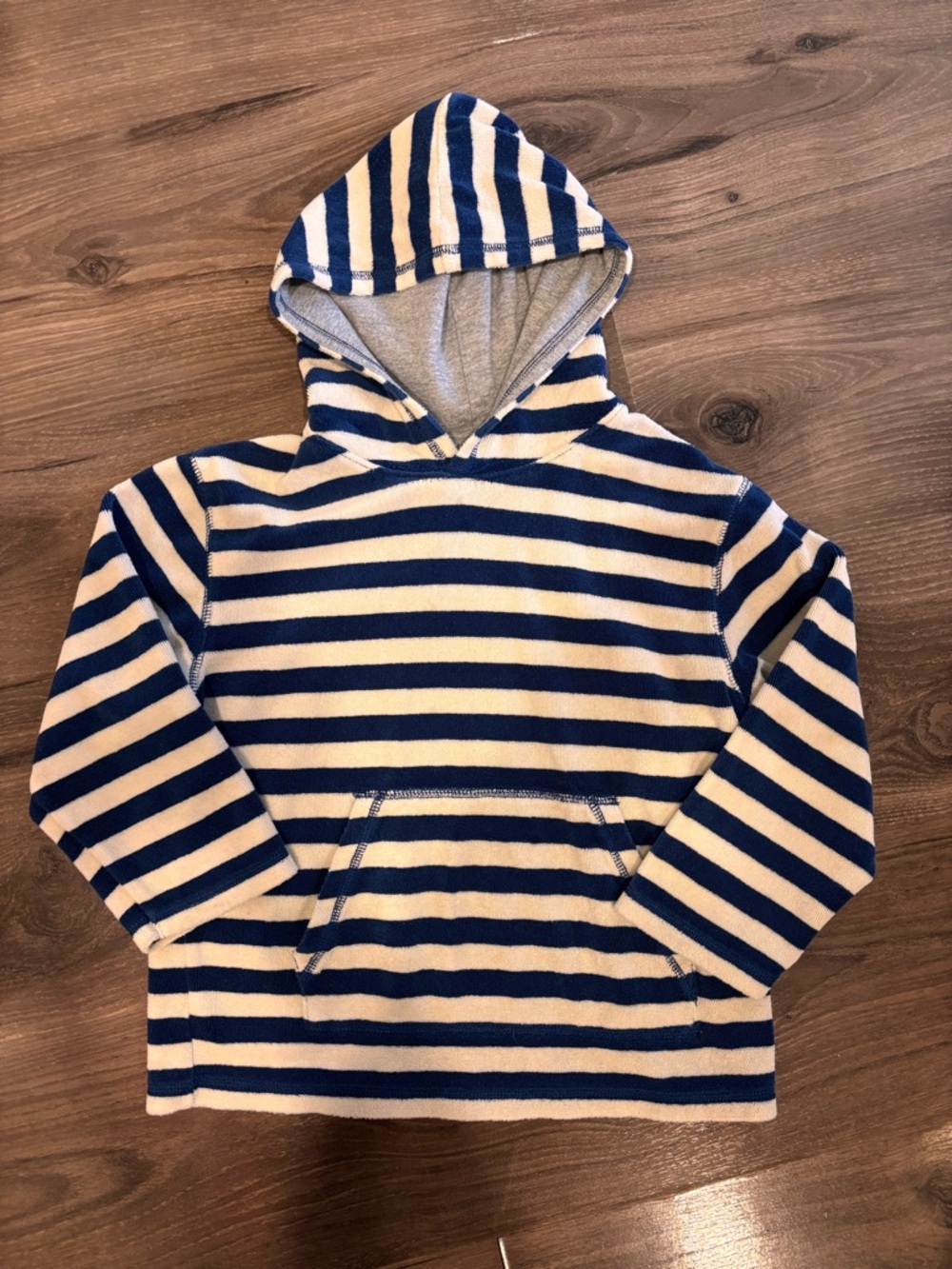 Boden Blue and White Striped Hooded Pullover